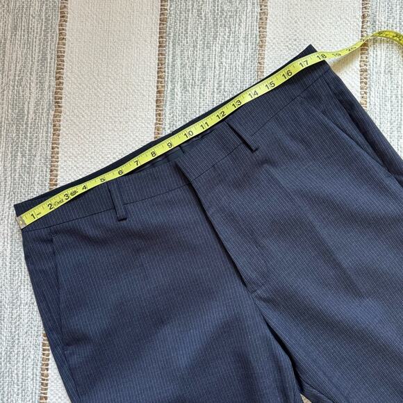 Bonobos Marzotto Tessutto Navy Wool Striped Straight Slim Dress Pants 35/ 32 - Picture 6 of 11